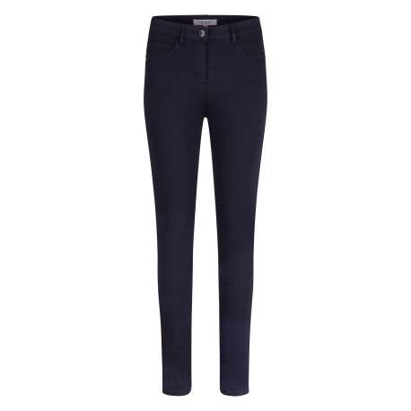 Pantalon 5 Poches marine uni à coupe slim avec rivets argentés
