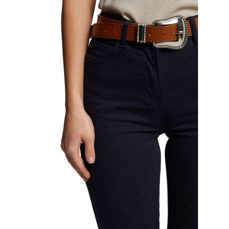 Pantalon 5 Poches marine uni à coupe slim avec rivets argentés - Image 6