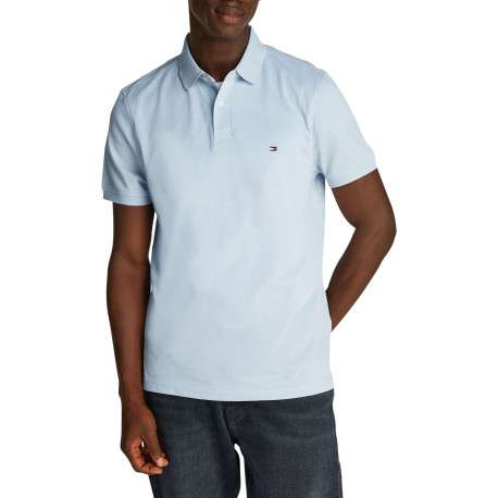 Polo en coton ciel uni à coupe droite, col polo et logo brodé sur la poitrine - Image 4