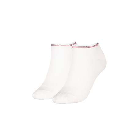 Lot de 2 paires de chaussettes basses en coton mélangé blanches unies et liserés