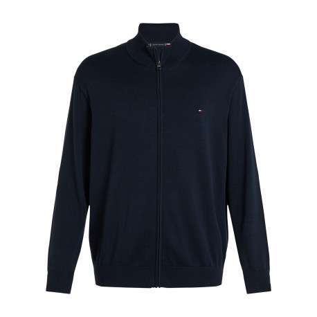 Gilet Grande Taille en better coton initiative marine uni droit à col camionneur