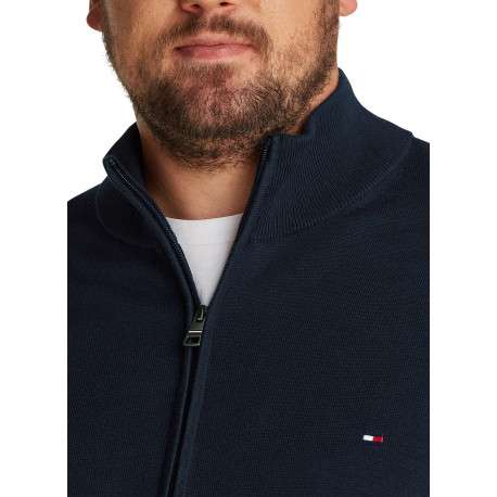 Gilet Grande Taille en better coton initiative marine uni droit à col camionneur - Image 3