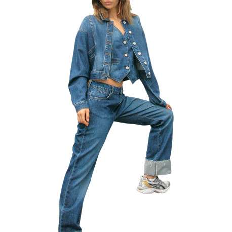 Blouson en Jean Sanja Regular Denim Jacket en coton indigo délavé droit - Image 3