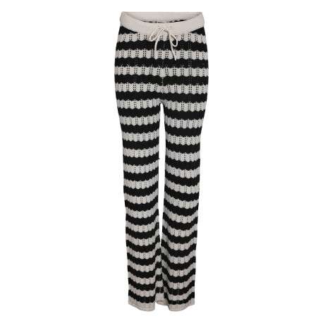Pantalon jogging Laika Nw Flared Knit Pants Fwd en coton noir et blanc bootcut
