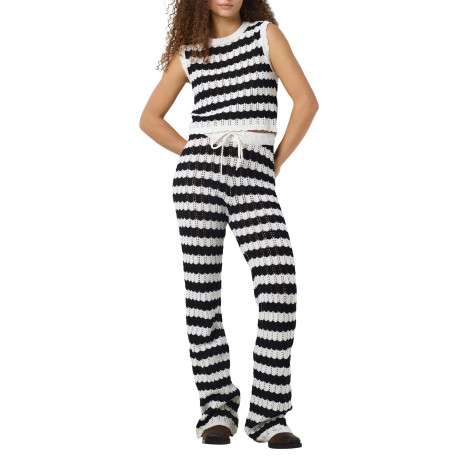 Pantalon jogging Laika Nw Flared Knit Pants Fwd en coton noir et blanc bootcut - Image 2