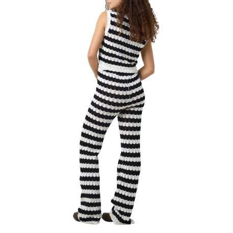 Pantalon jogging Laika Nw Flared Knit Pants Fwd en coton noir et blanc bootcut - Image 3