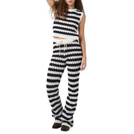 Pantalon jogging Laika Nw Flared Knit Pants Fwd en coton noir et blanc bootcut - Image 4