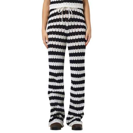 Pantalon jogging Laika Nw Flared Knit Pants Fwd en coton noir et blanc bootcut - Image 5