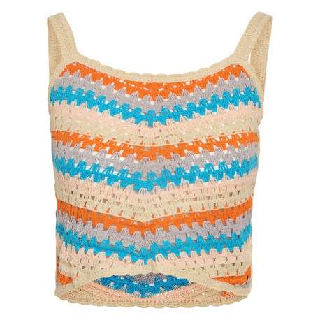 Top multicolore en maille ajourée avec des bretelles et une coupe ajustée