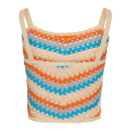 Top multicolore en maille ajourée avec des bretelles et une coupe ajustée - Image 2