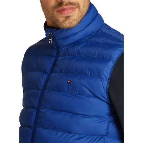 Doudoune bleu électrique unie droite matelassée à col montant zippée - Image 3