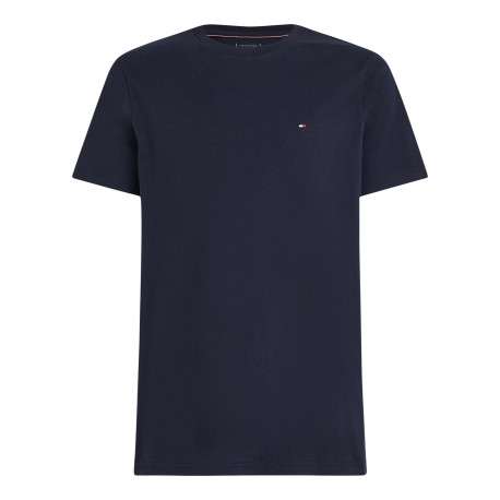 T-shirt en coton régénératif marine uni droit à col rond et logo