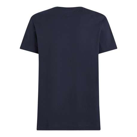 T-shirt en coton régénératif marine uni droit à col rond et logo - Image 2