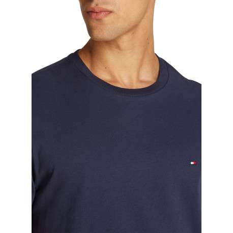 T-shirt en coton régénératif marine uni droit à col rond et logo - Image 3