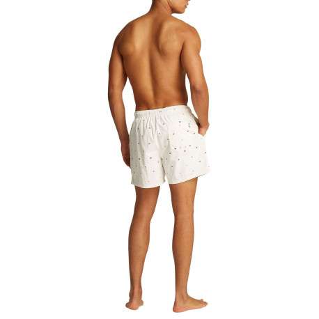 Short de bain écru brodé de drapeaux all-over et taille élastiquée - Image 2