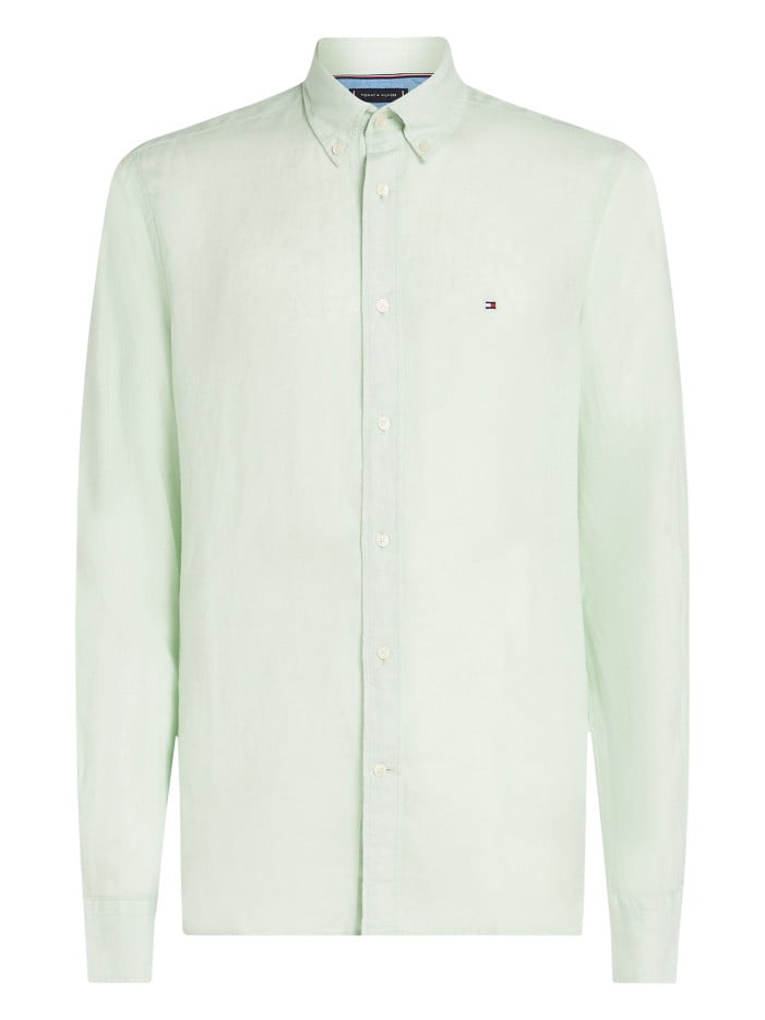 Chemise en lin verte unie...