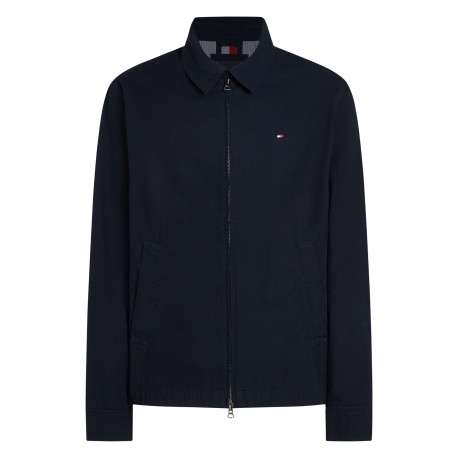 Blouson en better coton initiative marine uni zippé droit et col à revers