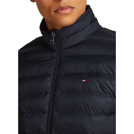 Doudoune marine unie droite à col montant avec fermeture zip et poches zippées - Image 3