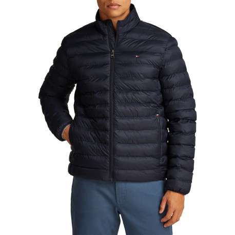 Doudoune marine unie droite à col montant avec fermeture zip et poches zippées - Image 4
