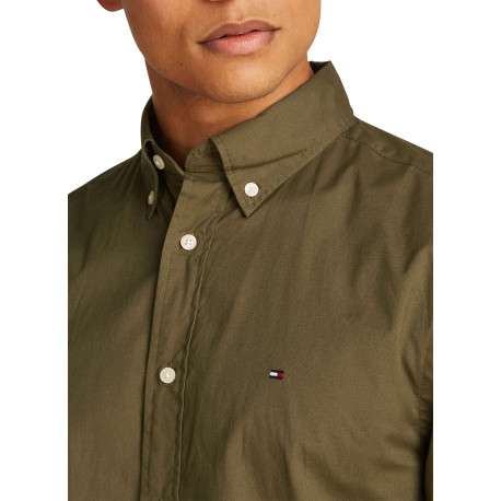 Chemise en coton ciel unie à coupe droite, col américain et boutons blancs - Image 3