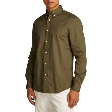 Chemise en coton ciel unie à coupe droite, col américain et boutons blancs - Image 4