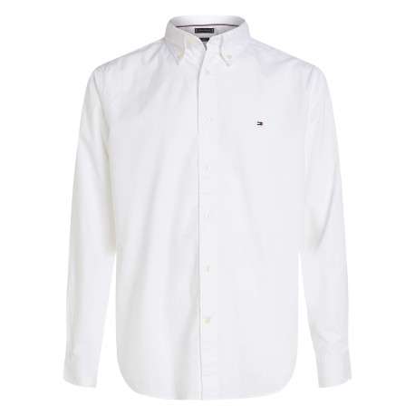 Chemise en coton blanche unie avec une coupe droite et un col américain
