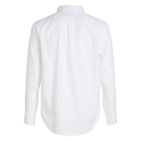 Chemise en coton blanche unie avec une coupe droite et un col américain - Image 2