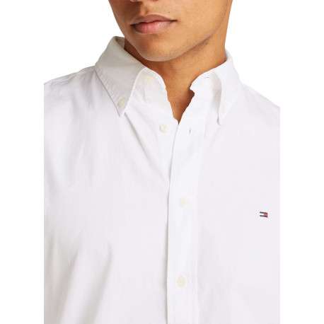 Chemise en coton blanche unie avec une coupe droite et un col américain - Image 3