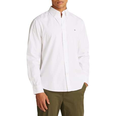 Chemise en coton blanche unie avec une coupe droite et un col américain - Image 4