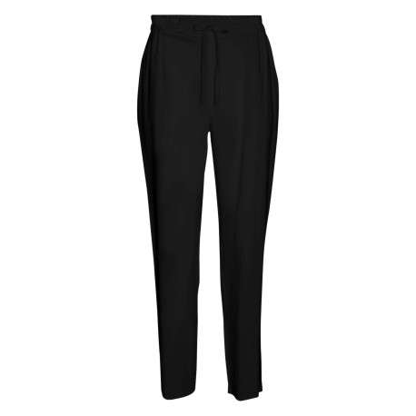 Chino noir uni avec une coupe slim, léger et fluide avec lien à la taille