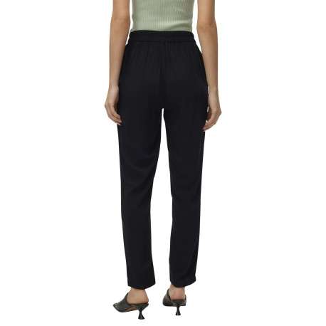 Chino noir uni avec une coupe slim, léger et fluide avec lien à la taille - Image 2