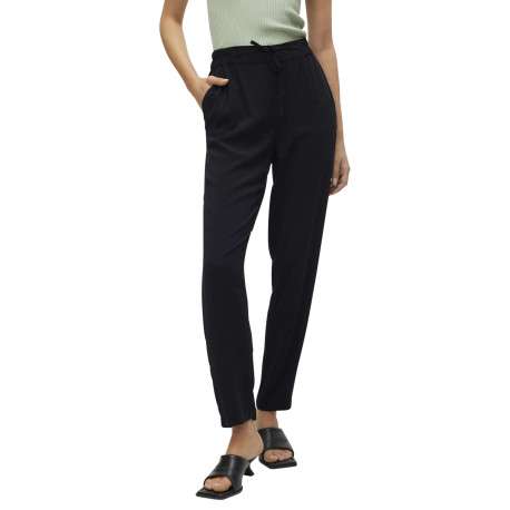 Chino noir uni avec une coupe slim, léger et fluide avec lien à la taille - Image 4