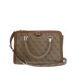 Petit sac à main beige à imprimé monogrammes avec deux petites anses