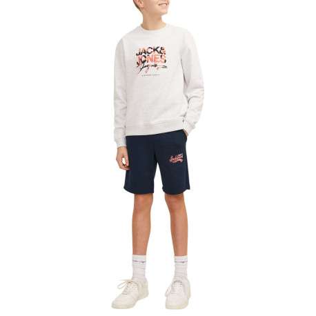 Short jogging en coton mélangé marine avec logo imprimé en rouge et blanc - Image 2
