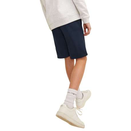 Short jogging en coton mélangé marine avec logo imprimé en rouge et blanc - Image 4