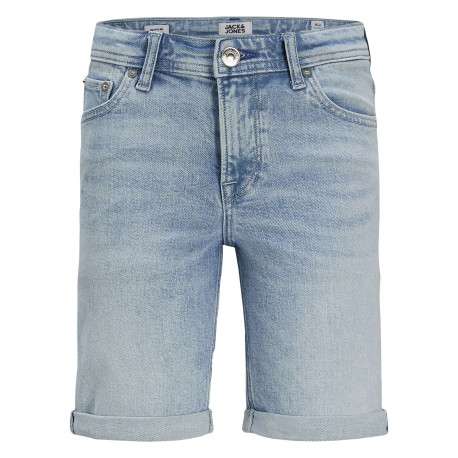 Short 5 poches en coton biologique bleu ciel délavé avec une coupe droite