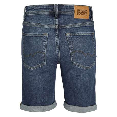 Short 5 poches bleu indigo délavé en coton biologique avec une coupe droite - Image 2