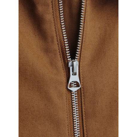 Blouson manches longues en coton brun uni à coupe droite avec un col italien - Image 6