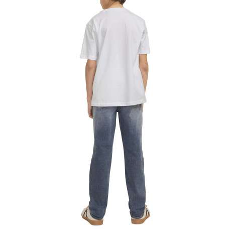 T-shirt en coton blanc imprimé rouge avec une coupe ample et un col rond - Image 3