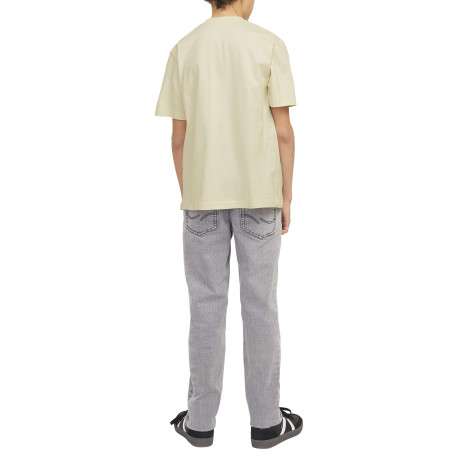 T-shirt manches courtes en coton écru imprimé avec coupe ample et col rond - Image 3
