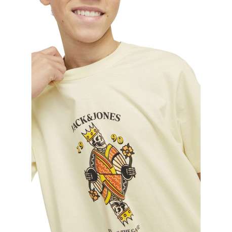 T-shirt manches courtes en coton écru imprimé avec coupe ample et col rond - Image 5