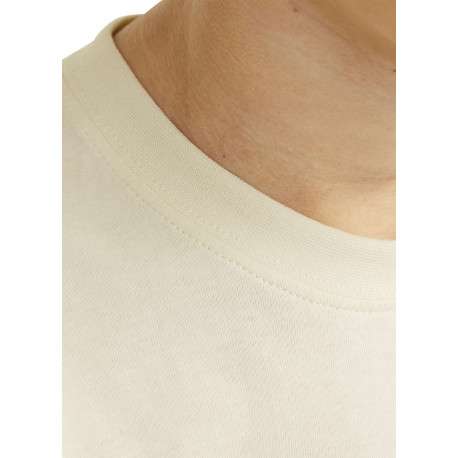 T-shirt manches courtes en coton écru imprimé avec coupe ample et col rond - Image 6