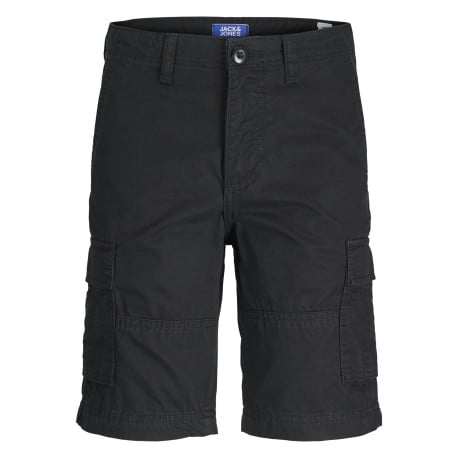 Short cargo en coton noir monochrome à coupe droite avec 6 poches