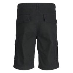 Short cargo en coton noir monochrome à coupe droite avec 6 poches