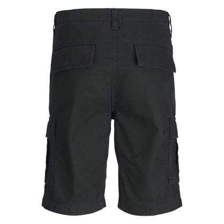 Short cargo en coton noir monochrome à coupe droite avec 6 poches - Image 2