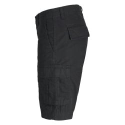 Short cargo en coton noir monochrome à coupe droite avec 6 poches