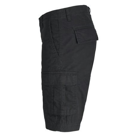 Short cargo en coton noir monochrome à coupe droite avec 6 poches - Image 3