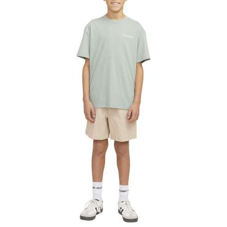 Short chino en coton beige uni à coupe ample avec 4 poches et cordon - Image 3