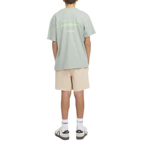 Short chino en coton beige uni à coupe ample avec 4 poches et cordon - Image 4