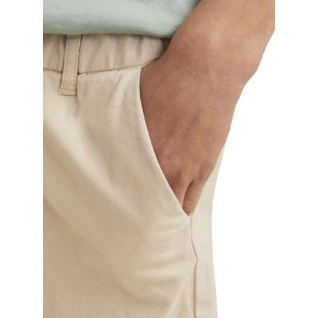 Short chino en coton beige uni à coupe ample avec 4 poches et cordon - Image 8